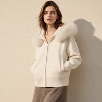 Chaqueta de Lana con Capucha Informal para Otoño e Invierno Weisilili, Chaqueta Corta Personalizada de Doble Cara para Mujer, Abrigo de Lana de Alpaca con Cuello de Piel de Zorro