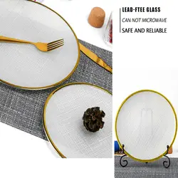 Luxuriöses Minimalistisches Hochwertiges Glas-Geschirr Platzteller Runde Weiße Speiseteller-Set mit Goldrand für Hochzeiten - Product Image 5