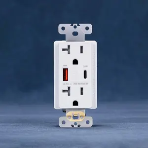 Wholesale US Standard Duplex Receptacle Tamper Resistant Type A C USB Wall Outlet Electrical With USB PD18W 20W Charger Outlet