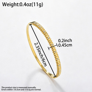 luminous embedded zircon 18k gold bulk wholesale sleek leaf texture anti-fade timeless feminine elegant <b>bangle</b> <b>bracelet</b> - Product Image 6