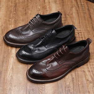 Factory Direct Sales Men's Business Formal Leather Shoes, British Retro Washed Leather Shoes, Wedding Shoes - Product Image 1