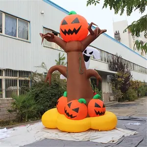 Ngoài Trời Thắp Sáng Airblown Inflatable Halloween Trang Trí Hunted Cây Với Bí Ngô Và Ma Trên Bán