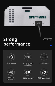 <span class=keywords><strong>Sèche</strong></span>-<span class=keywords><strong>mains</strong></span> automatique à jet d'air haute vitesse 720W, sans balais, à fixation murale pour salle de bain commerciale - Product Image 3