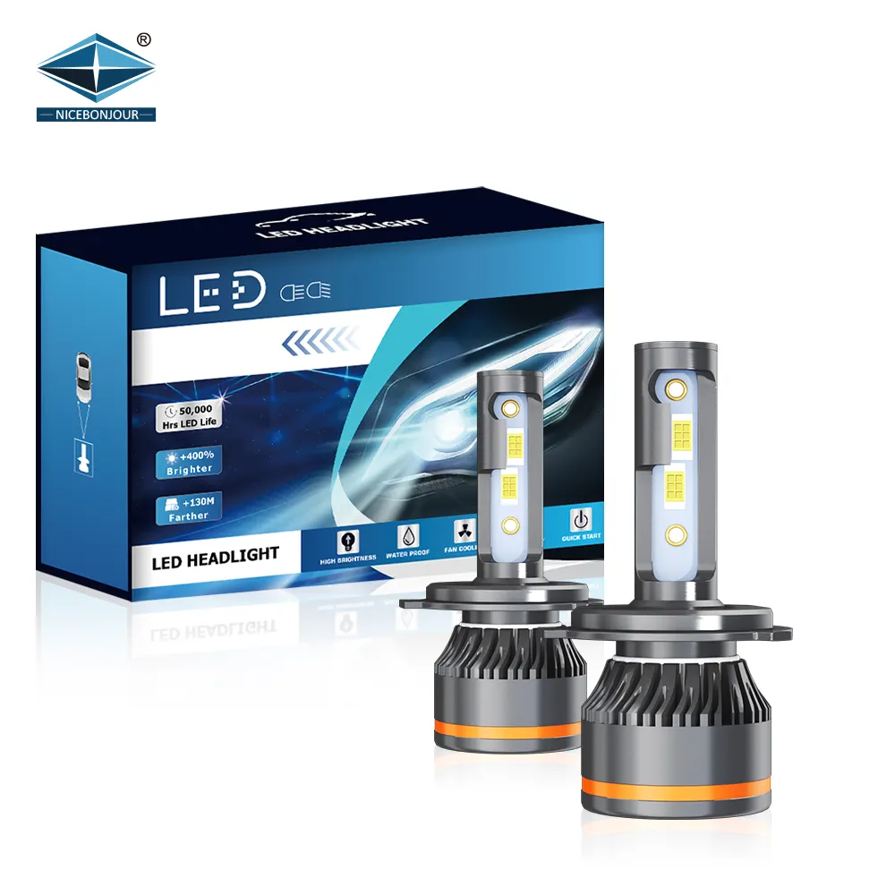 Lampu Depan Led 12V Putih Tahan Air 30W 6000Lm, Lampu Depan Balok Rendah Tinggi H1 H3 H4 H13 Bohlam untuk Mobil