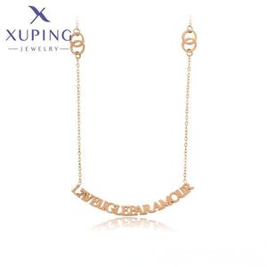 A00537790 XUPING Collana con Ciondolo in Acciaio Inossidabile Placcato Oro Rosa 14K con Testo "L'AVEUGLE PAR <span class=keywords><strong>AMOUR</strong></span>" Gioielli alla Moda - Product Image 1
