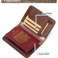 Porte-passeport en cuir véritable anti-RFID, plusieurs emplacements pour cartes, portefeuille de voyage vintage en cuir de vachette avec fermeture magnétique