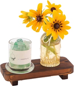 Ensemble de 2 socles rustiques en bois, support à savon de cuisine, plateau de vanité de salle de bain, présentoir décoratif, support à bougies en bois naturel - Product Image 6