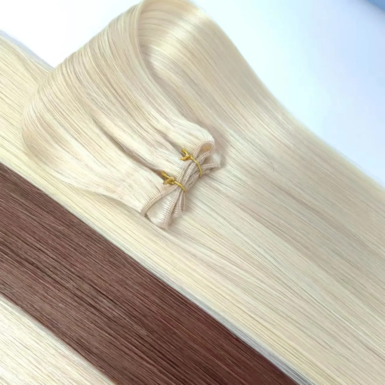 QICAI छोटा सा छेद के साथ आसान उपयोग डबल तैयार की बाल एक्सटेंशन जोड़ने मात्रा और लंबाई कुंवारी बाल अदृश्य त्वचा मशीन कपड़ा