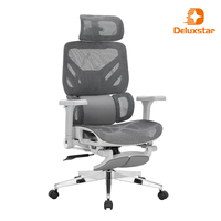 Chaise de bureau ergonomique haut de gamme en maille avec dossier réglable sur 5 niveaux et accoudoirs 4D pour espace de travail familial