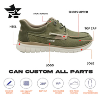 Chaussures bateau en toile pour hommes entièrement personnalisables, avec empeigne en tissu respirant, semelle légère et souple, à lacets, décontractées, pour la marche, avec amorti et semelle épaisse