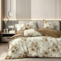 Set Sprei 3 Potong Motif Bunga Beige Set Tempat Tidur Dengan 2 Sarung Bantal Desain Modern Grosir Kualitas Tinggi Mewah
