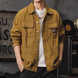 Vintage Cool Men's Cotton Bomber <strong>Jacket</strong> 2025 New American Style Heavyweight Streetwear Spring <strong>Mandarin</strong> <strong>Collar</strong> Hunting - Product Image 2