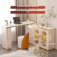 Coiffeuse moderne de haute qualité avec miroir éclairé, armoire de rangement rétractable et flexible de grande capacité, et bureau de maquillage intégré