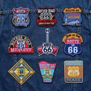 ชุดแพทช์ปักลาย Route 66 สำหรับรีดติด  ลายงานเทศกาลถนนแม่แห่งประวัติศาสตร์ รูปทรงไม่สม่ำเสมอ ทำจากผ้าสักหลาดไม่ทอ เหมาะสำหรับเป็นของขวัญ - Product Image 3