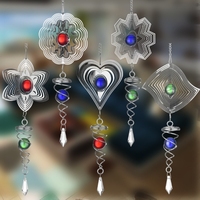 Nouveau style chinois Art cristal acier inoxydable miroir rotatif métal vent carillon maison cadeau