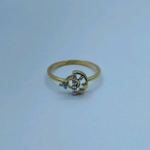 แหวนทองคำแท้ 22K สำหรับผู้หญิง |   ทองคำแท้ 916 |   ดีไซน์รูปดาวและพระจันทร์ประดับด้วยหิน |   เครื่องประดับชั้นดี - Product Image 1