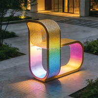 Lumière paysagère LED RGB à double cadre moderne (acier inoxydable + acrylique perforé) IP65 étanche pour éclairage commercial de place publique