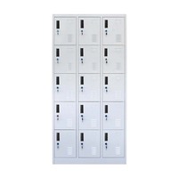 Armoire de rangement commerciale en acier pour vêtements, casier métallique à 15 portes pour chaussures et sacs, casier public pour bureau et école