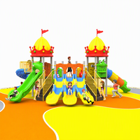 Structure de jeu extérieure de qualité commerciale sur mesure en forme de château de conte de fées pour maternelle, école, parc