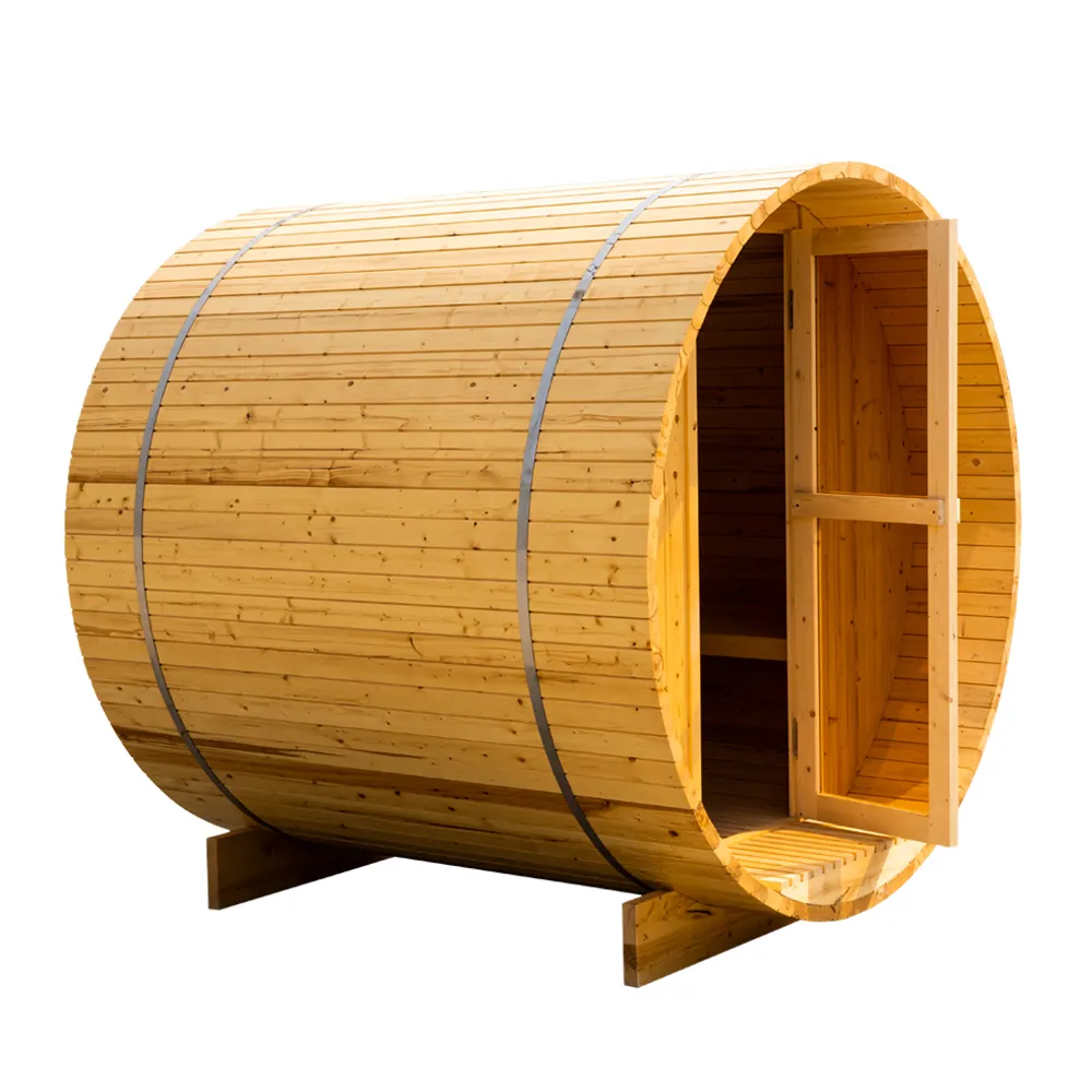 Outdoor 4 Personen Infrarot Kanada Western Cedar Barrel Shape Dampfs auna Raum