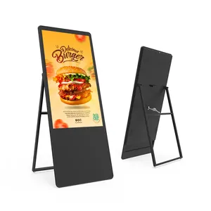 A-tipi taşınabilir dijital tabela siyah beyaz 43 49 55 inç reklam ekranı medya oynatıcı Lcd dijital Poster ekran standı