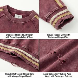 Sweat à capuche streetwear personnalisé vintage délavé à l'acide TKAN902D, coupe oversize, 100% coton French Terry épais 260 g/m², prix bas - Product Image 2