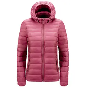 겨울 OEM 새로운 여성용 경량 다운 코트 야외 방풍 후드 다운 재킷