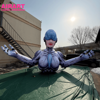 Robot féminin gonflable de 4 m de haut pour décorations de fête, style cyberpunk, robot IA personnalisé