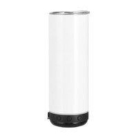 20oz En Acier Inoxydable Droite Sublimation Blancs dent Bleue Haut-Parleur Gobelet Sublimation Musique Tasse Avec Couvercles