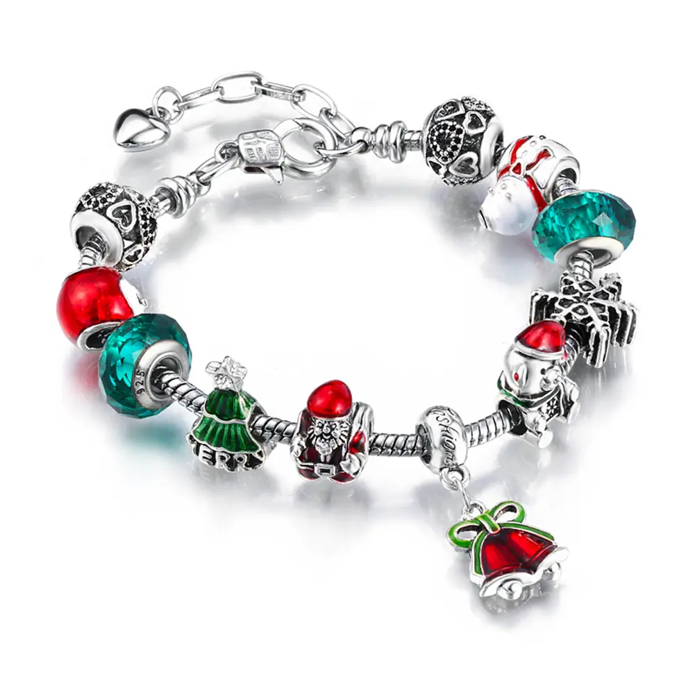 Venda quente Bonito de Cristal diamante Panelas pulseiras de Natal de Papai Noel Do Natal Do Boneco de neve charme pulseiras