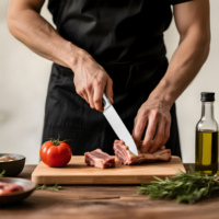 Ensemble de couteaux de cuisine astucieux de chef de 8 pouces personnalisé de haute qualité lames de cuisine en acier inoxydable acier métal avec bloc de bois pour la coupe