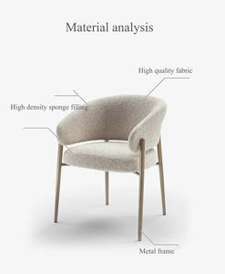 Sedia da Pranzo JP Moderna e Semplice in Velluto di Agnello con Braccioli in <span class=keywords><strong>Legno</strong></span>, Sedia Casual da Ristorante con Schienale di Design - Product Image 2