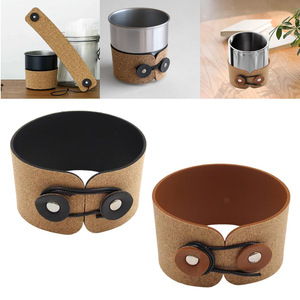 มีสินค้าในสต็อก: ปลอกแก้วกาแฟหนังลายไม้, ที่จับแก้วกาแฟสแตนเลสสำหรับแคมป์ปิ้ง, ป้องกันความร้อนและป้องกันการลวก - Product Image 5