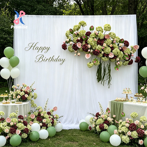 Fresh Green <b>Hydrangea</b> & Pink Anthurium Large <b>Flower</b> Row <b>Artificial</b> Floral Arrangement for Wedding Backdrop & Aisle - Product Image 1