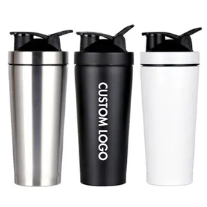 Custom High Quality Reusable Metal Sport Water Bottles Classic Gym Stainless Steel Blender Protein Shaker Bottle