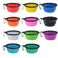 Bol de nourriture portable pour chien de compagnie de 350ml bol pliable en silicone TPE de couleur différente pour animaux de compagnie en plastique