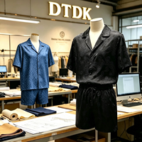 Ensemble 2 pièces décontracté d'été pour homme en satin tissé à imprimé floral, chemise boutonnée et short, tenue de soirée, vente en gros