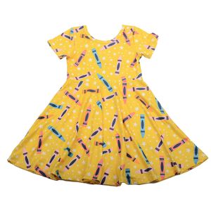 Robe pour filles, bébé fille, enfant en bas âge, longueur genoux, coupe évasée, personnalisée, en coton, avec décoration en nœud, respirante, écologique, imprimée - Product Image 1