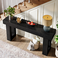 Table console Tribesigns de 63 pouces, table d'entrée style farmhouse avec plateau épais, table rectangulaire en bois pour canapé ou hall d'entrée (noir)