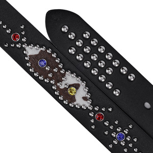Nuova Cintura in Pelle con Borchie Circolari Stile Y2K per Donne <span class=keywords><strong>Punk</strong></span> <span class=keywords><strong>Rock</strong></span> Cintura per Jeans da Cowboy Fatta a Mano con Strass - Product Image 5