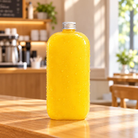 Bouteille de boisson en plastique jetable de 300 ml, 400 ml, 500 ml, flacon plat transparent en PET, contenants pour boissons, jus de fruits, infusion froide