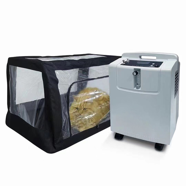 IN-5KW Portable Oxygen Concentrator High Flow O2 Generator for Canine Feline Asthma Hypoxia Therapy Pet Health Supplies
