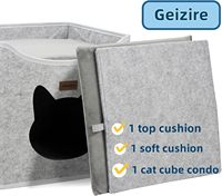 Maison pour chat en feutre polyester avec entrée en forme d'oreilles de chat, lit-caverne confortable pour animaux de compagnie, abri pliable pour chats et chatons
