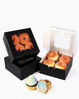 Vente d'une tarte aux œufs macarons écologique Boîte à dessert en carton kraft pliable Emballage en carton biodégradable Mini boîte à gâteau en papier coréen noir