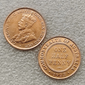 Koin Peringatan Gaya Antik Setengah Penny Australia 1923, Hadiah, Dekorasi Rumah - Product Image 2
