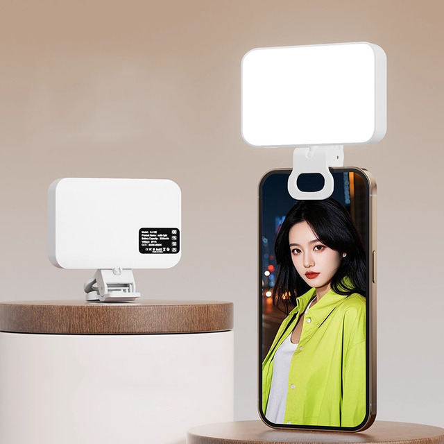 Portable Selfie Light Smartphone Clip LED Fill Light Rechargeable Pocket Lamp for Live Streaming Makeup Vlog & Photography