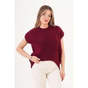 Wholesale <b>Burgundy</b> Merino Wool Crew Neck D-Cut <b>Cardigan</b> Floral Pattern Casual High Quality Sweater for Autumn Winter Hooded - Product Image 4