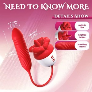 Rose Toy Vibrator Seks Speelgoed voor Vrouwen Grote Mond Tong Likkende Vibrators Clitoris Stimulatie Stotende Dildo Anale Stimulatie CE - Product Image 4