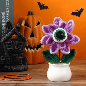 Novo Crochet Planta Em Vaso Flor Carnívora Criativa Planta Em Vaso, Decoração De Flor De Globo De Olhos Divertido - Product Image 3