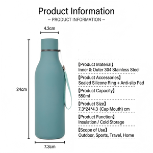 Bouteille personnalisée de 550 ml, bouteilles d'eau isothermes en acier inoxydable en stock, gobelet anti-fuite pour voyage, tasses isothermes - Product Image 4
